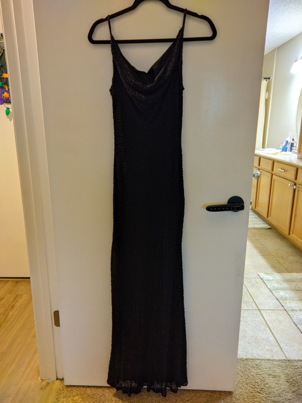 Black Slip Maxi Dress with Cowl Neck
